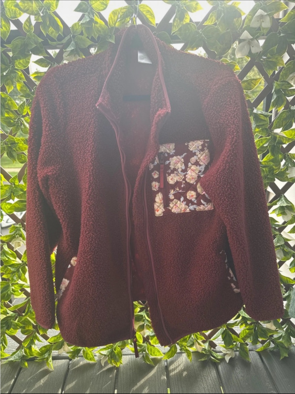 Vera Bradley Burgundy Sherpa Jacket - Blooms & Branches